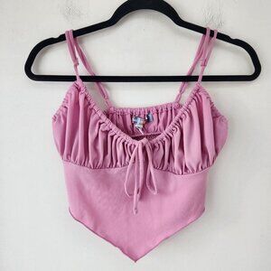 Urban Outfitters Pink Ruffle Crop Top Cropped Shirt Fairycore Y2K Cottagecore M